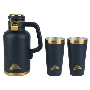 Ozark Trail 3-Piece Growler Combo Unisex 48oz Navy Gold Insulated Camping Set